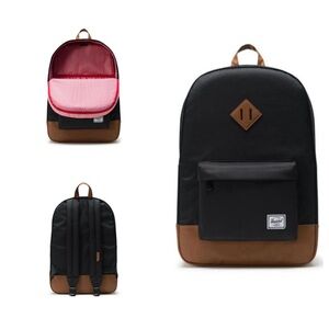 Herschel Black and Tan Heritage Backpack 21.5L